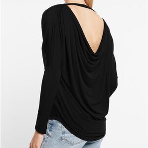 Express Long Sleeve Cowl Draped Back London Tee
